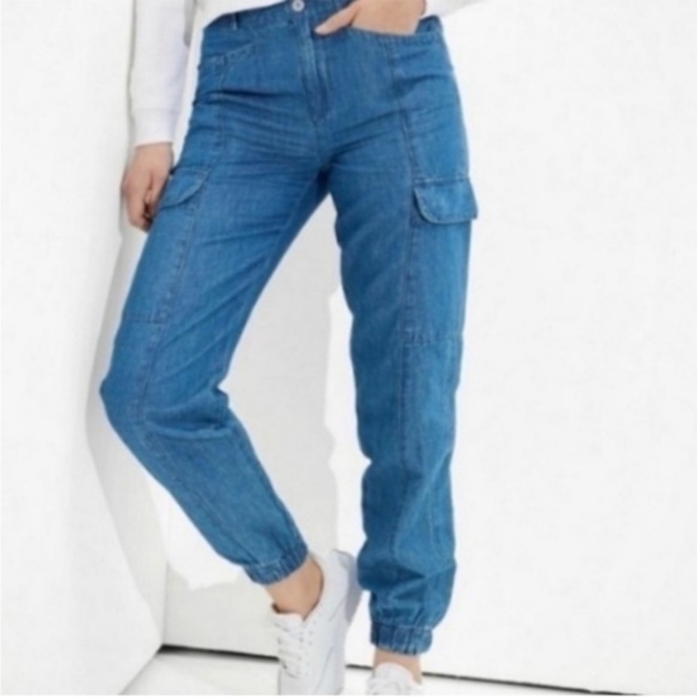 American Eagle Outfitters Blue Denim Cargo Jogger Pants